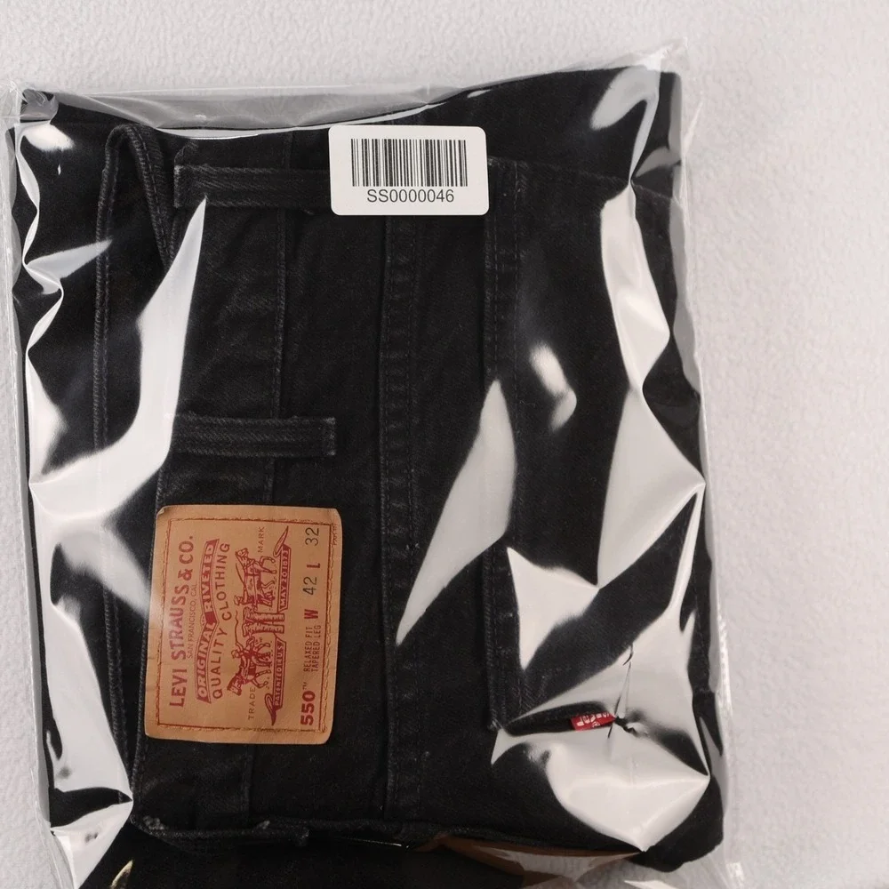 Levis 550 Relaxed Fit‎ Tapered Leg Black Jeans Mens 41x32 Made in USA Vintage
